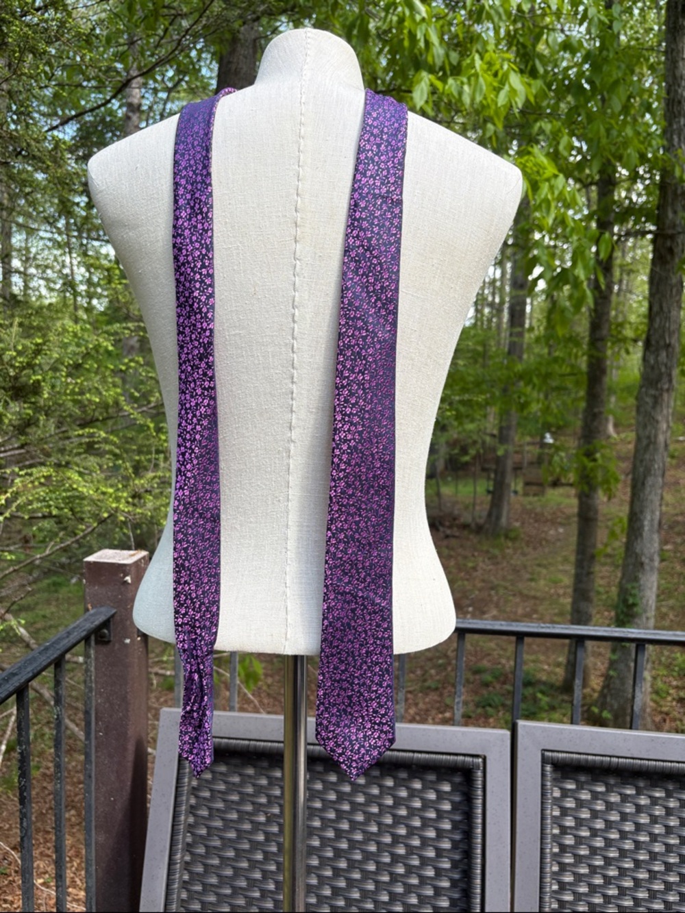 Express Purple Floral Tie 100% silk